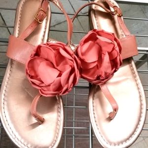 BCBG pink rose petal thong sandals